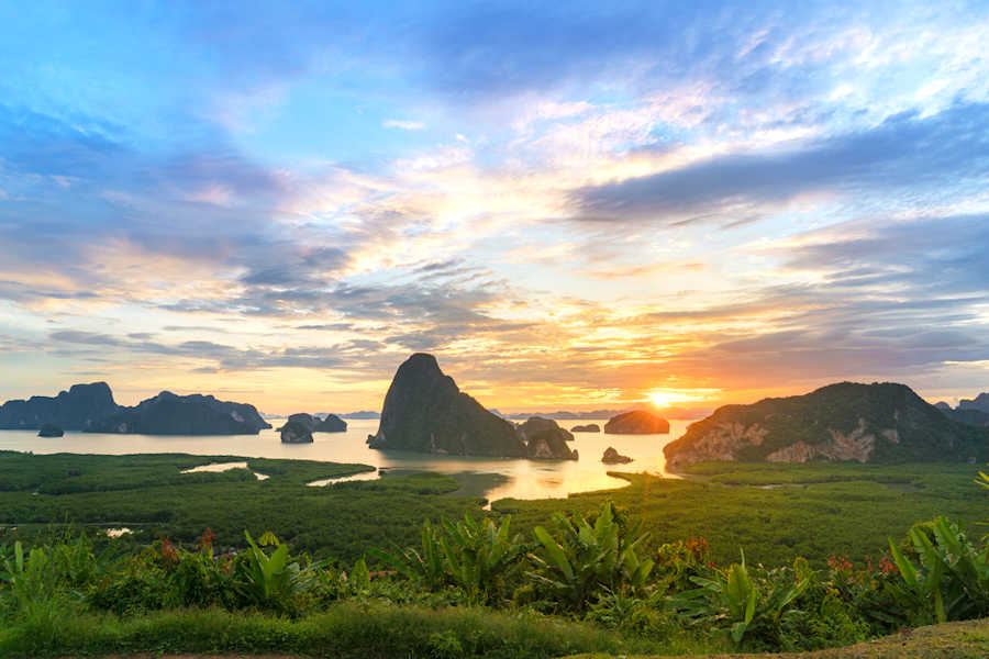 01 900 Sunrise time at Samed Nang Chee Phang Nga shutterstock 726510101