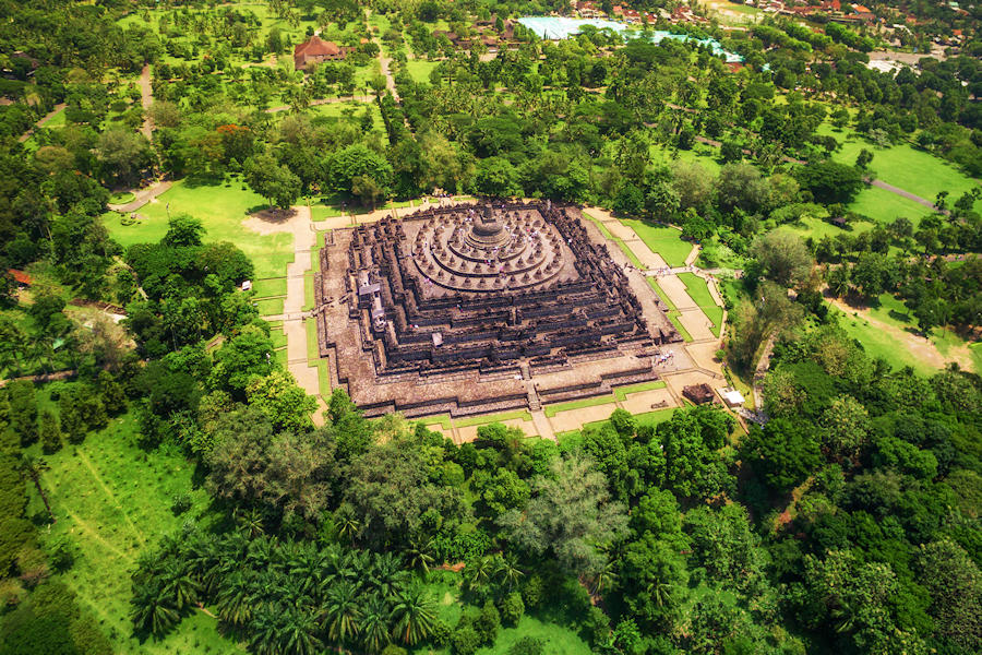 900 Aerial view of the mandala shaped Borobudur temple in Central Java shutterstock 635080058