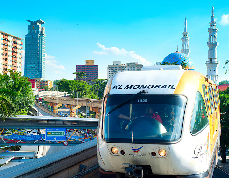 900 Monorail train arrives at a train station in Kuala Lumpur shutterstock 231465508